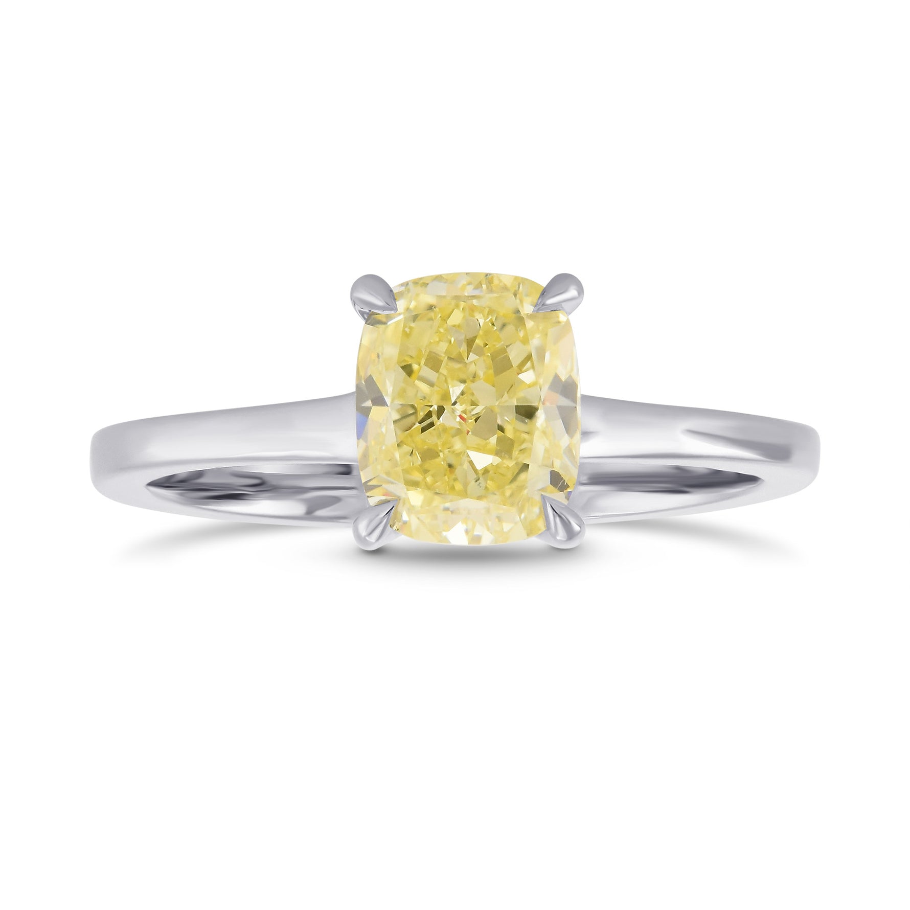 Fancy Yellow Cushion Solitaire Diamond Ring