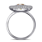 Round Fancy Deep Yellow Orange Diamond Halo Ring