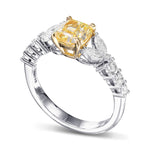 Fancy Yellow Cushion Side Stone Diamond Ring