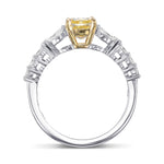Fancy Yellow Cushion Side Stone Diamond Ring