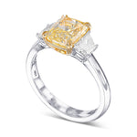 Fancy Yellow Cushion 3 Stone Diamond Ring