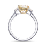Fancy Yellow Cushion 3 Stone Diamond Ring