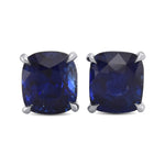 Royal Blue Sapphire Cushion Stud Earrings