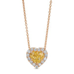 Fancy Intense Yellow Heart Halo Diamond Pendant