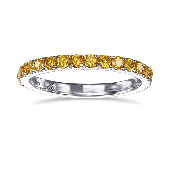 Fancy Vivid Orange Yellow Diamond Half Eternity Wedding Band 