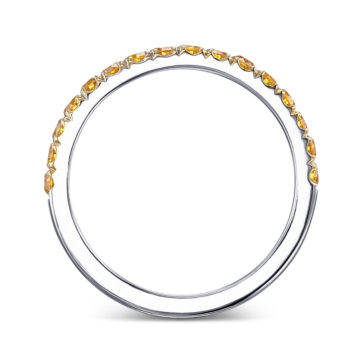 Fancy Vivid Orange Yellow Diamond Half Eternity Wedding Band 