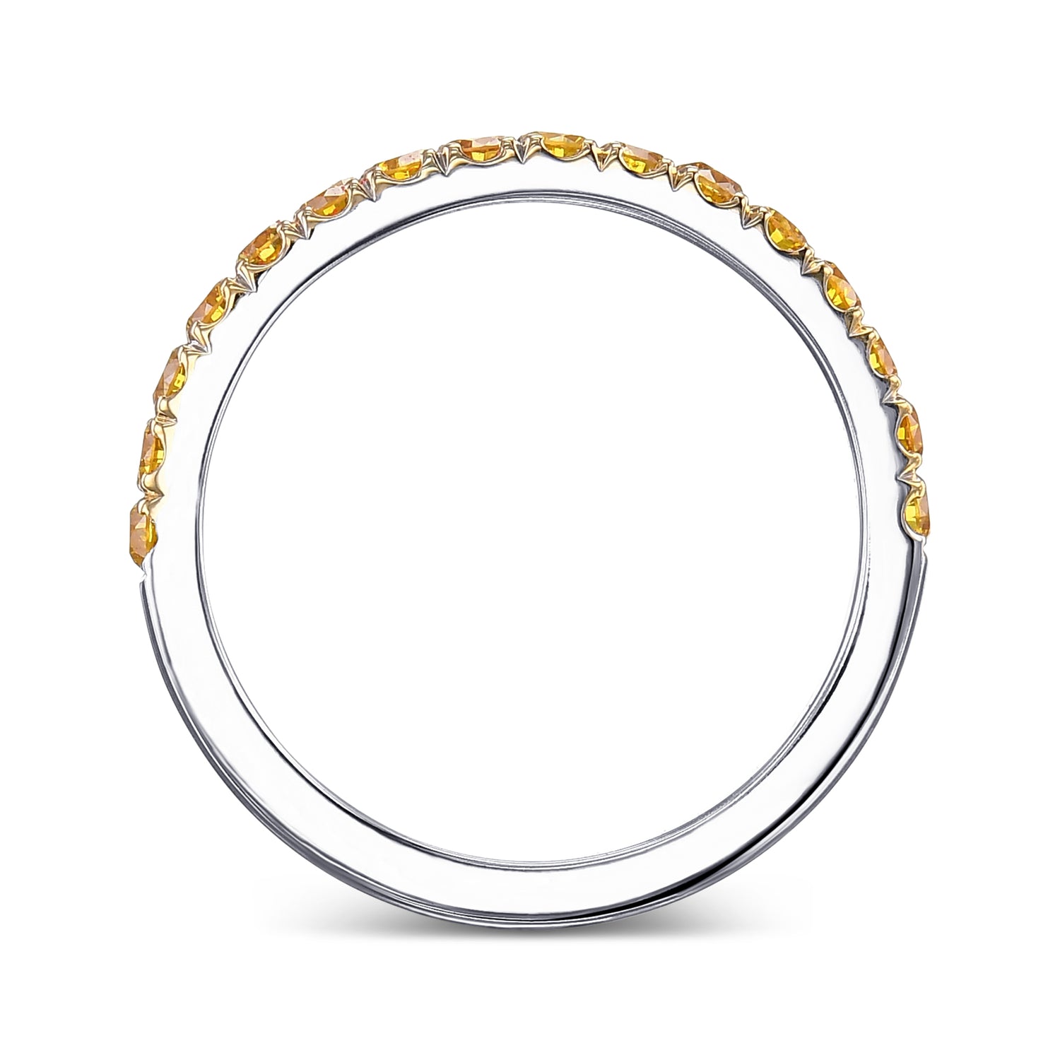 Fancy Vivid Orange Yellow Diamond Half Eternity Wedding Band 