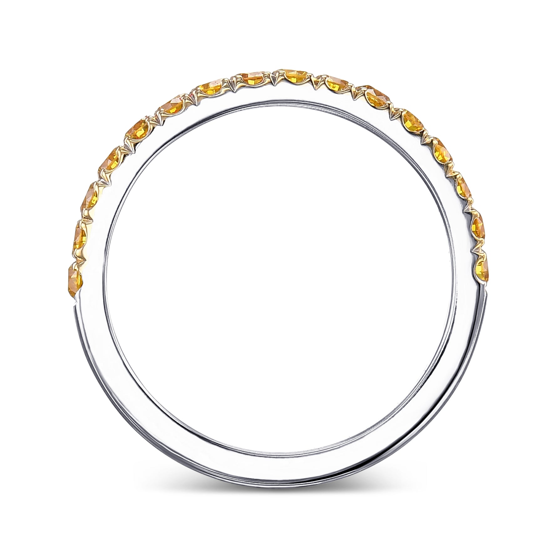 Fancy Vivid Orange Yellow Diamond Half Eternity Wedding Band 