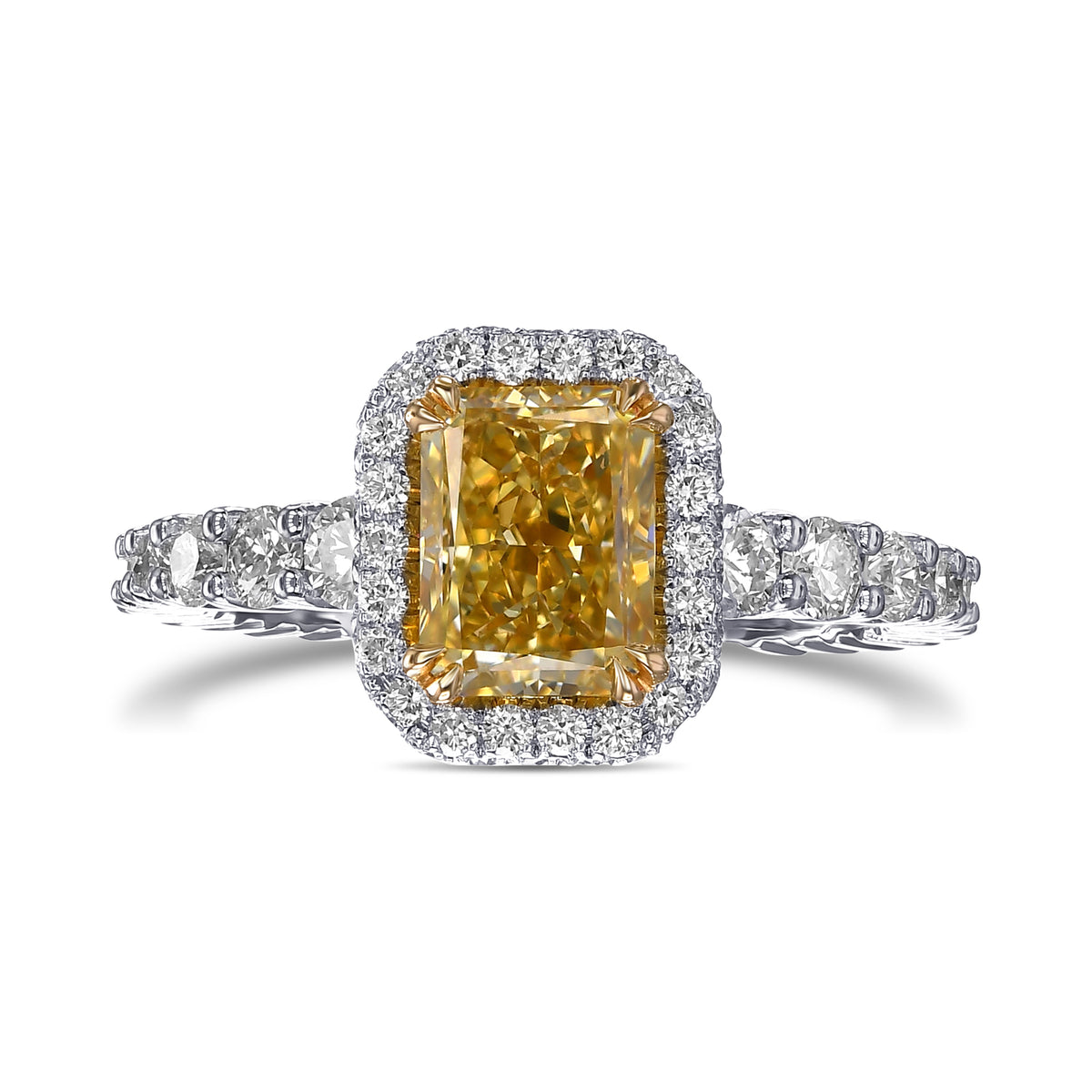 Fancy Brownish Yellow Radiant Extraordinary Diamond Halo Ring 