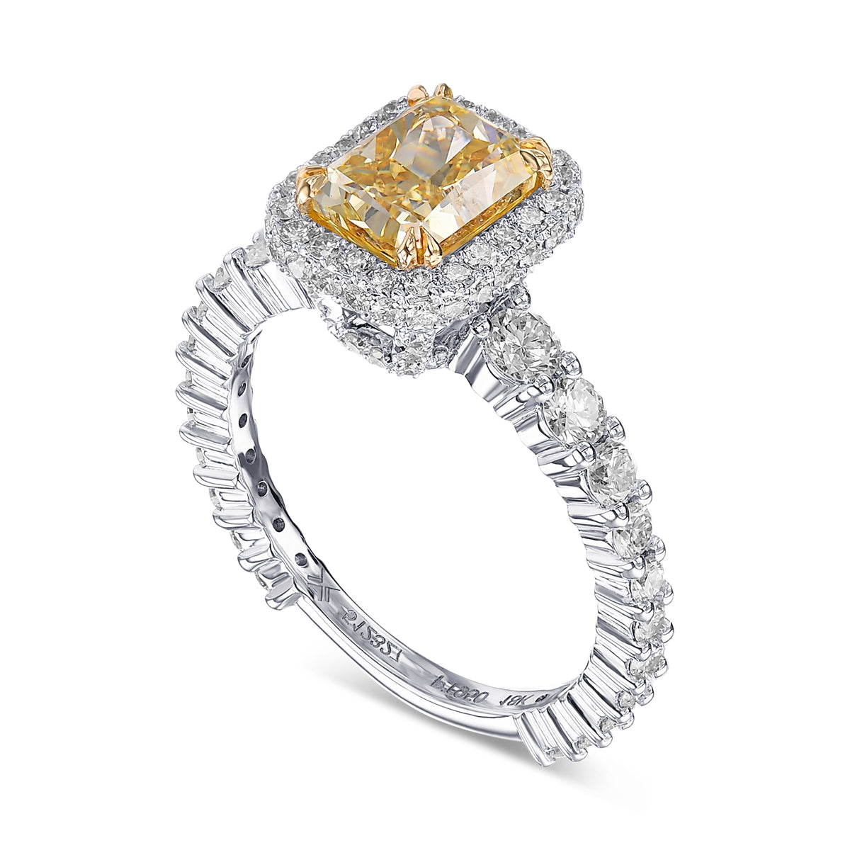 Fancy Brownish Yellow Radiant Extraordinary Diamond Halo Ring 