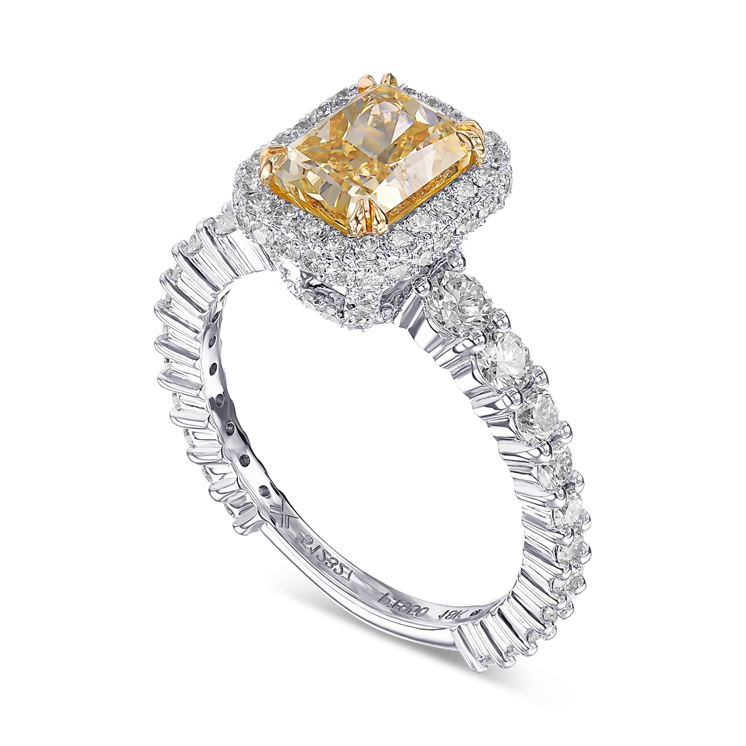 Fancy Brownish Yellow Radiant Extraordinary Diamond Halo Ring 