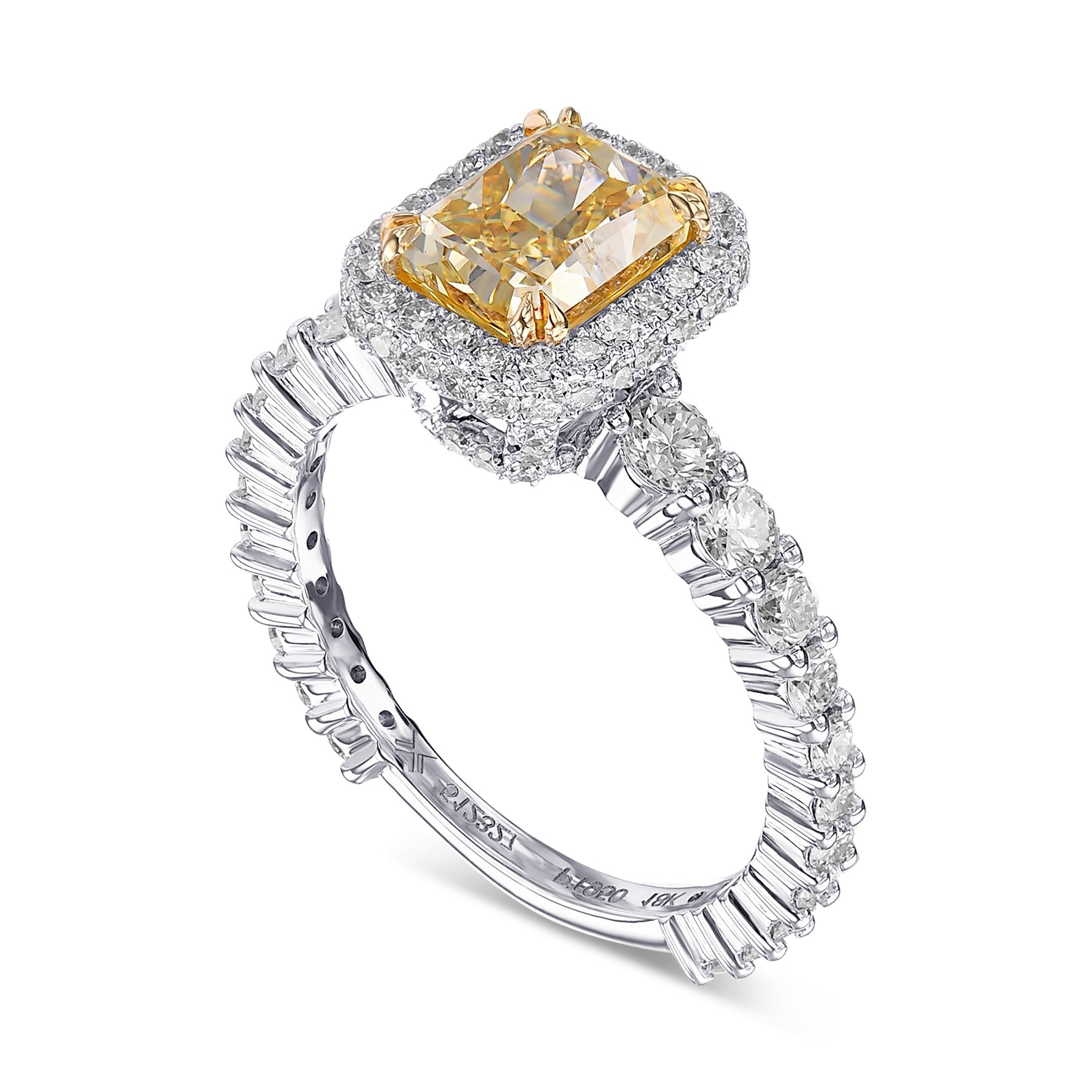Fancy Brownish Yellow Radiant Extraordinary Diamond Halo Ring 