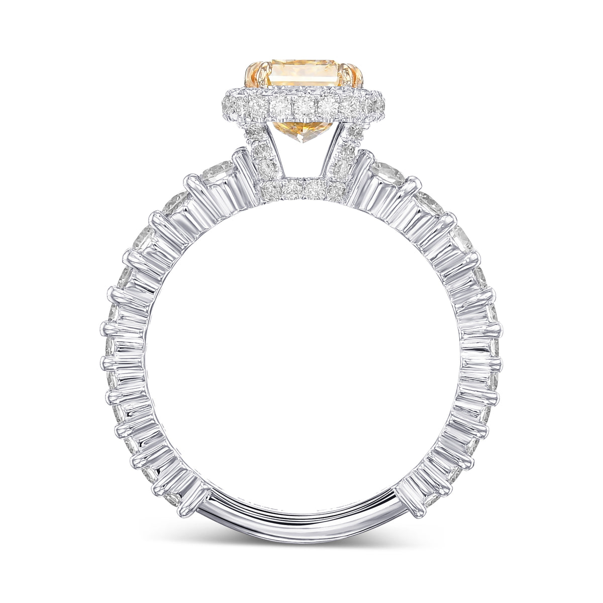 Fancy Brownish Yellow Radiant Extraordinary Diamond Halo Ring 