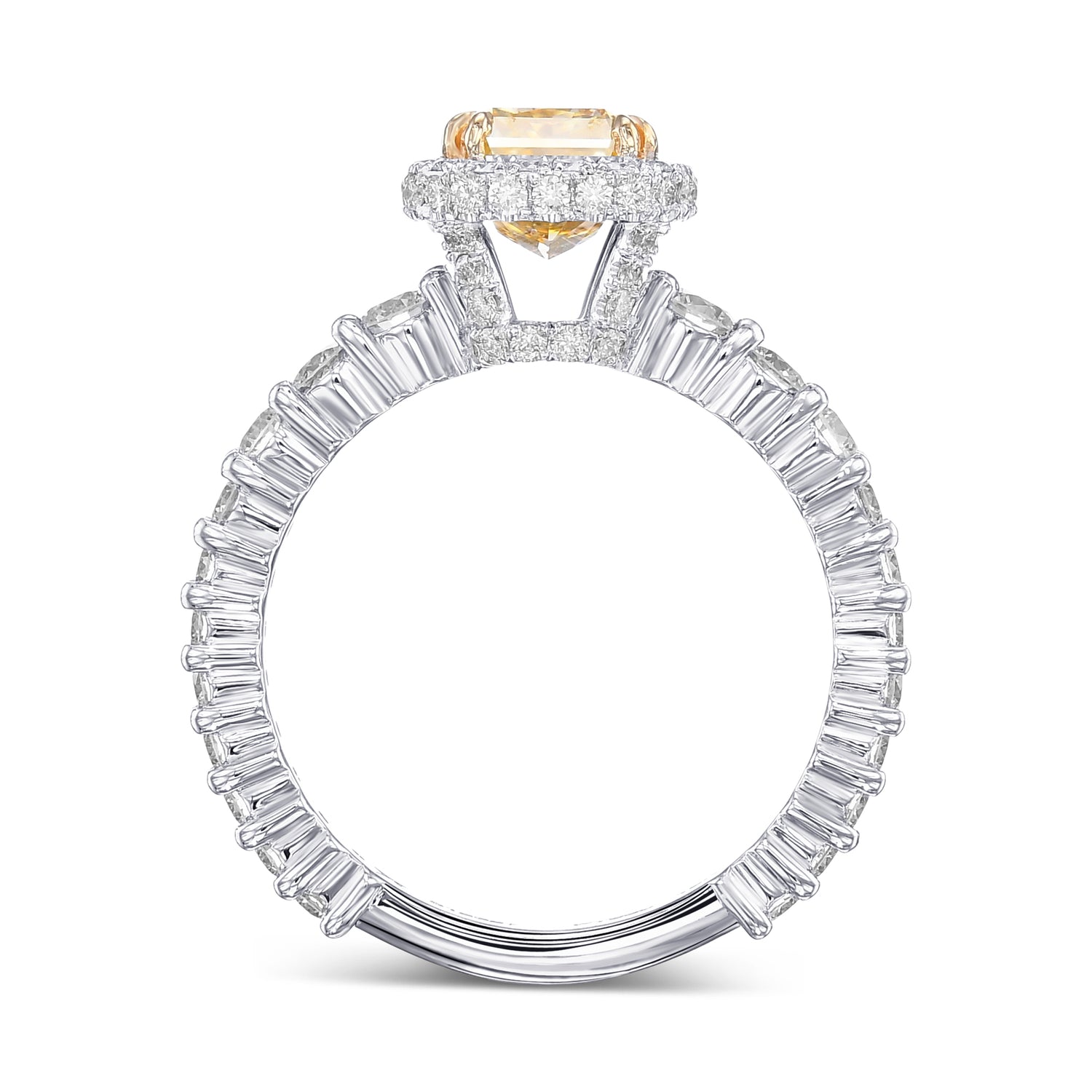 Fancy Brownish Yellow Radiant Extraordinary Diamond Halo Ring 