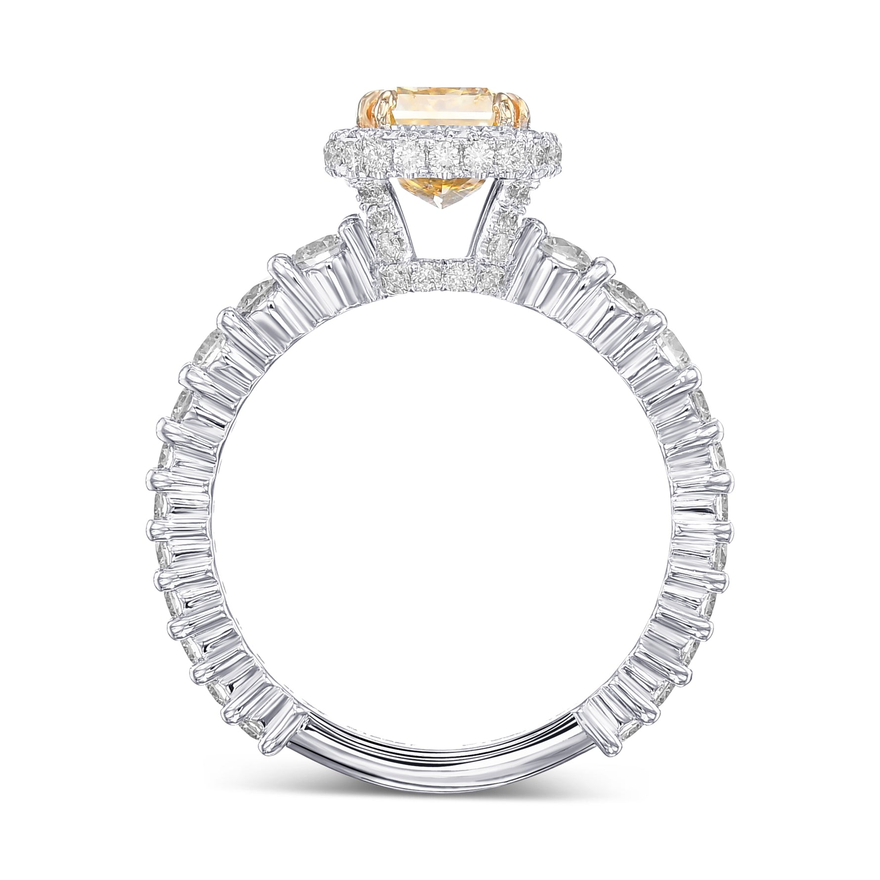 Fancy Brownish Yellow Radiant Extraordinary Diamond Halo Ring 