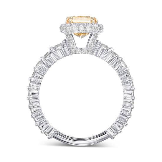 Fancy Brownish Yellow Radiant Extraordinary Diamond Halo Ring 