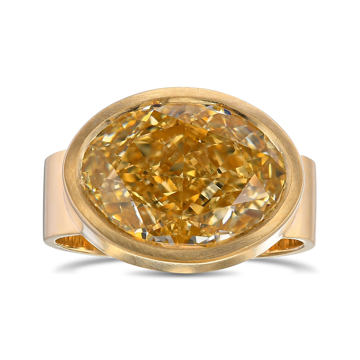 Fancy Brownish Yellow Oval Solitaire Diamond Ring