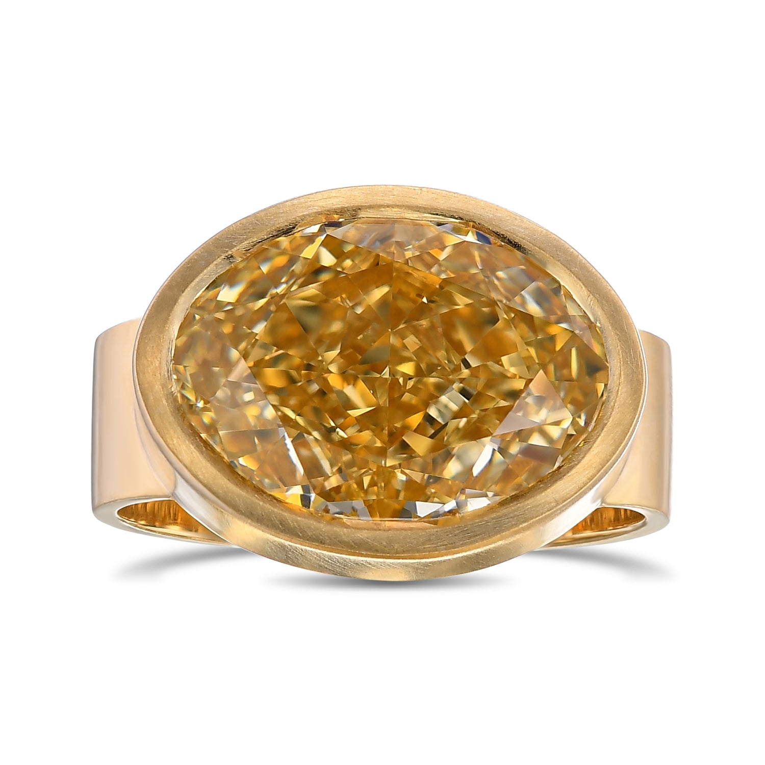 Fancy Brownish Yellow Oval Solitaire Diamond Ring