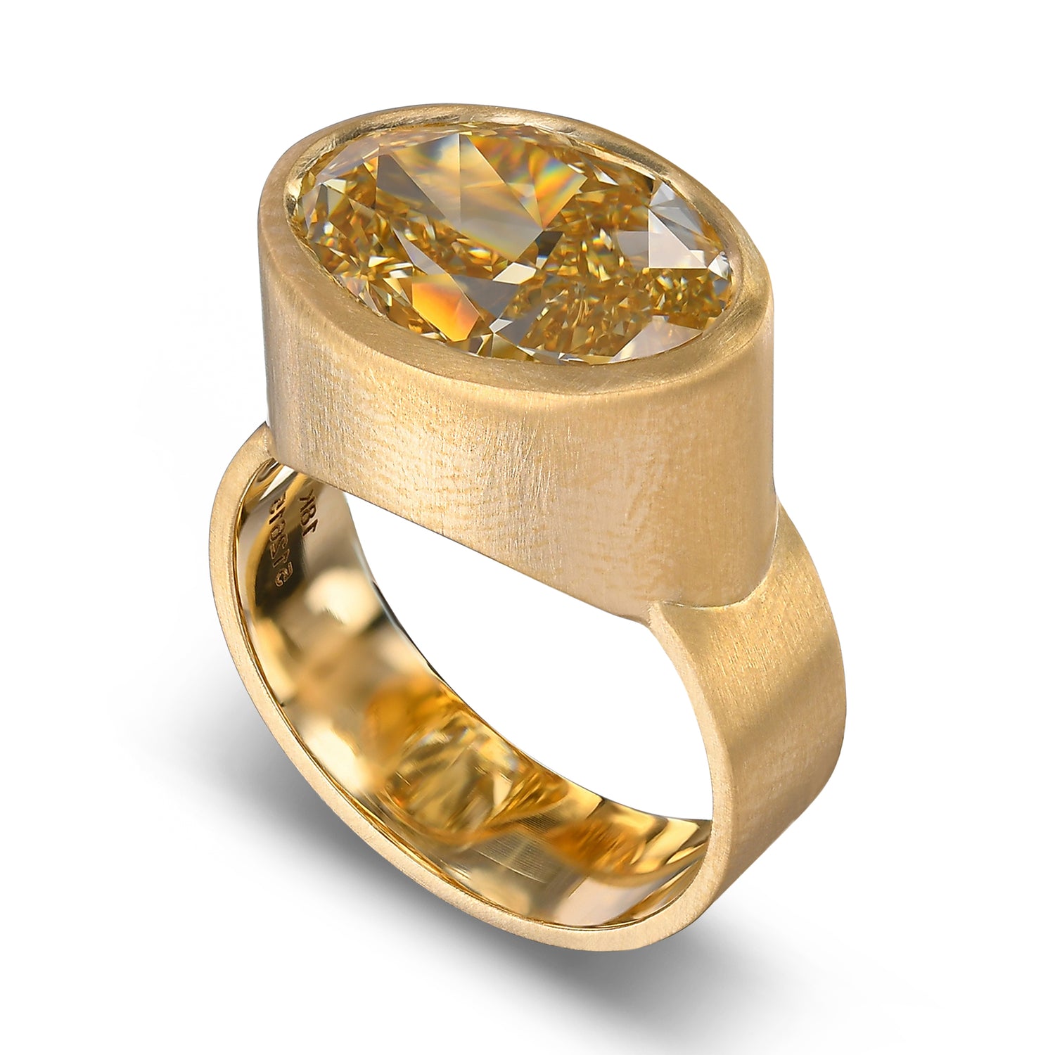 Fancy Brownish Yellow Oval Solitaire Diamond Ring