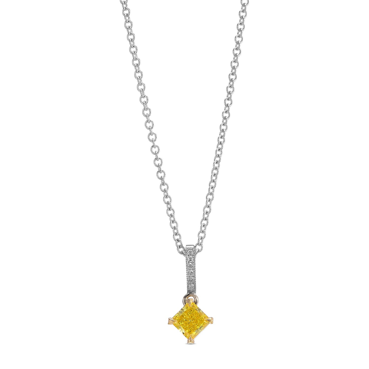 Fancy Vivid Yellow Radiant Drop Diamond Pendant
