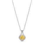 Fancy Intense Yellow Cushion Drop Diamond Pendant