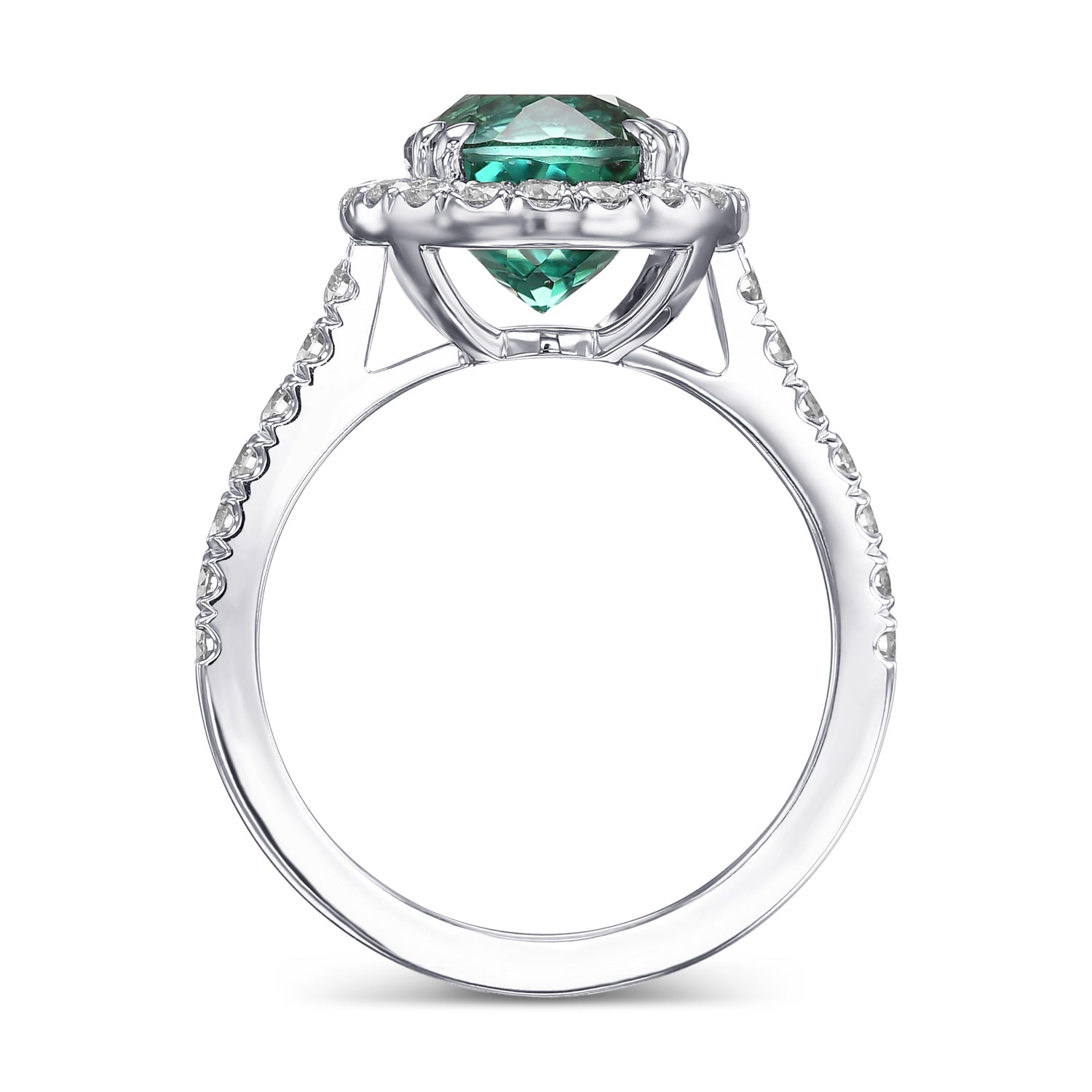 Cushion Green Tourmaline & Diamond Halo Ring