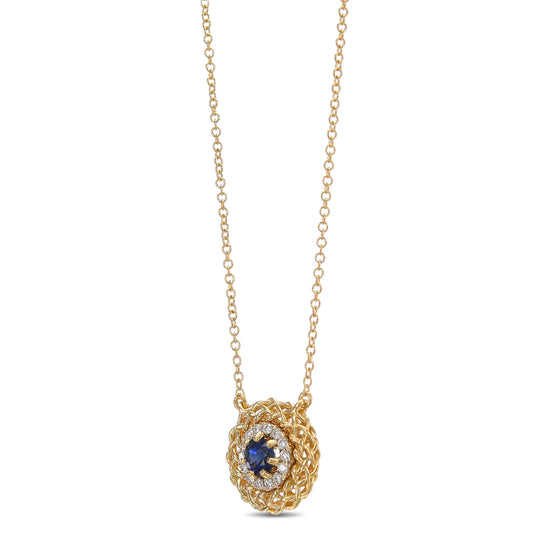 Sapphire & Diamond Basket Pendant