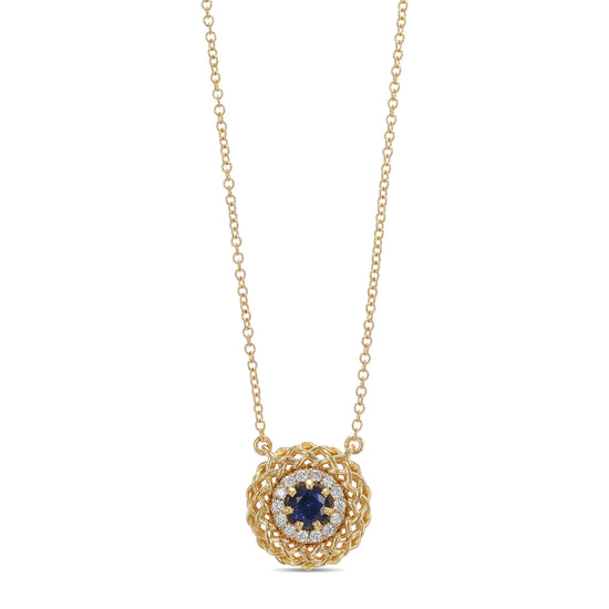 Sapphire & Diamond Basket Pendant
