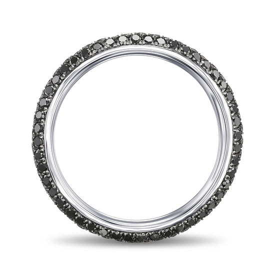 Fancy Black Round Diamond Wedding Set Rings