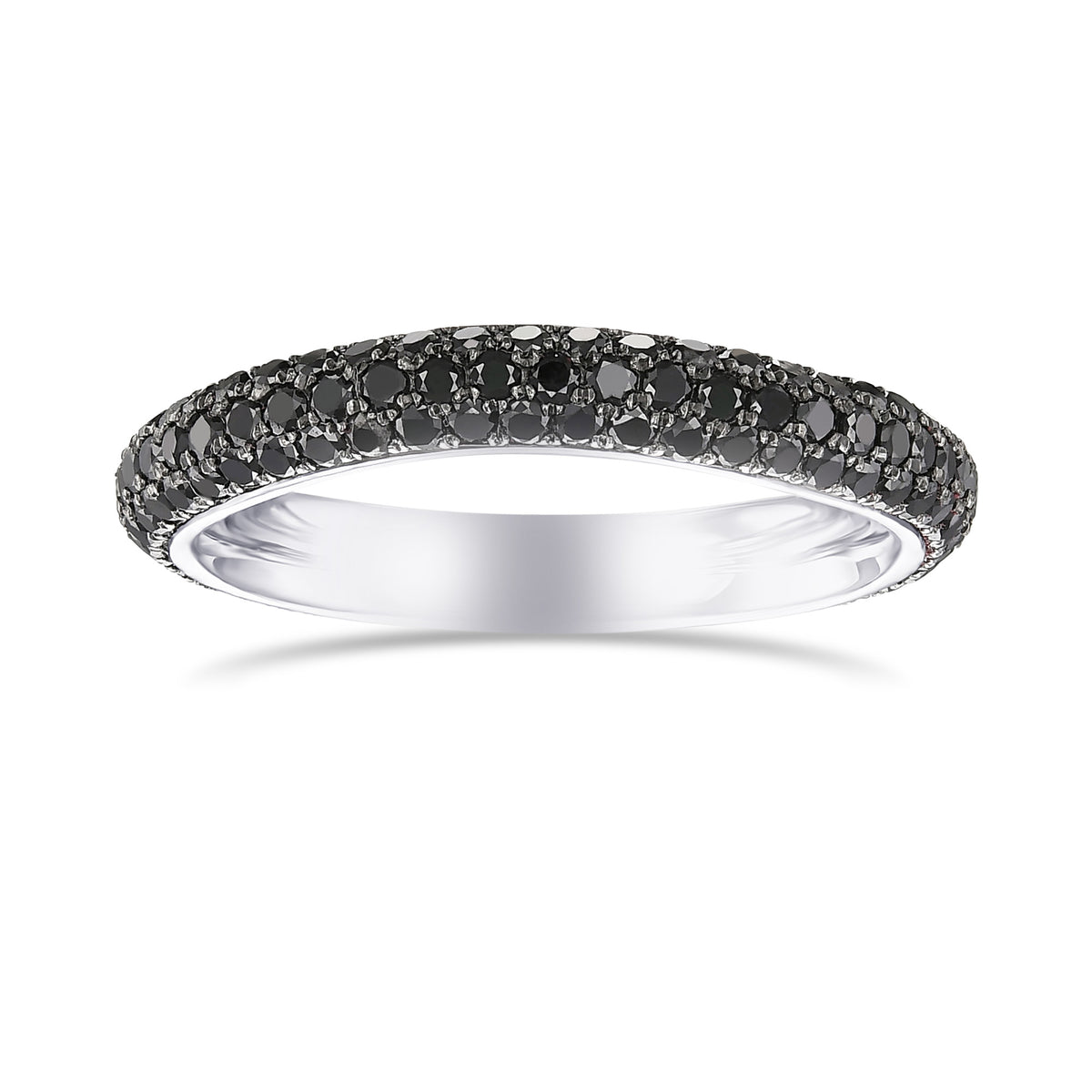 Fancy Black Round Diamond Wedding Set Rings
