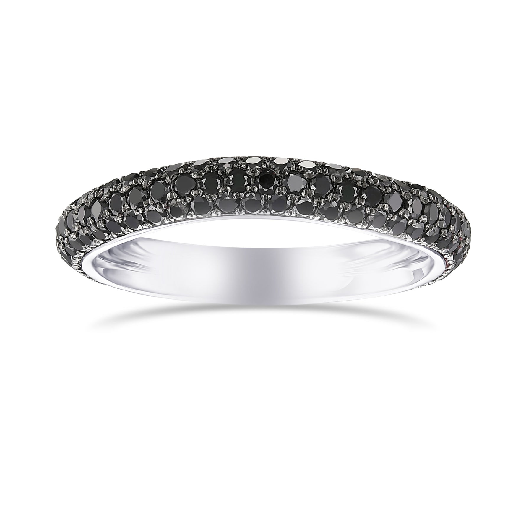 Fancy Black Round Diamond Wedding Set Rings