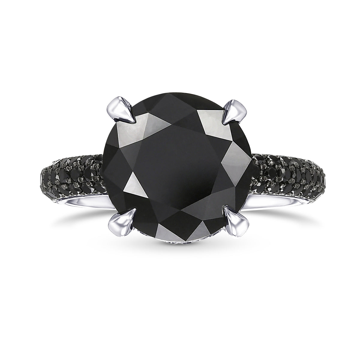 Fancy Black Round Diamond Wedding Set Rings