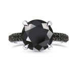 Fancy Black Round Diamond Wedding Set Rings