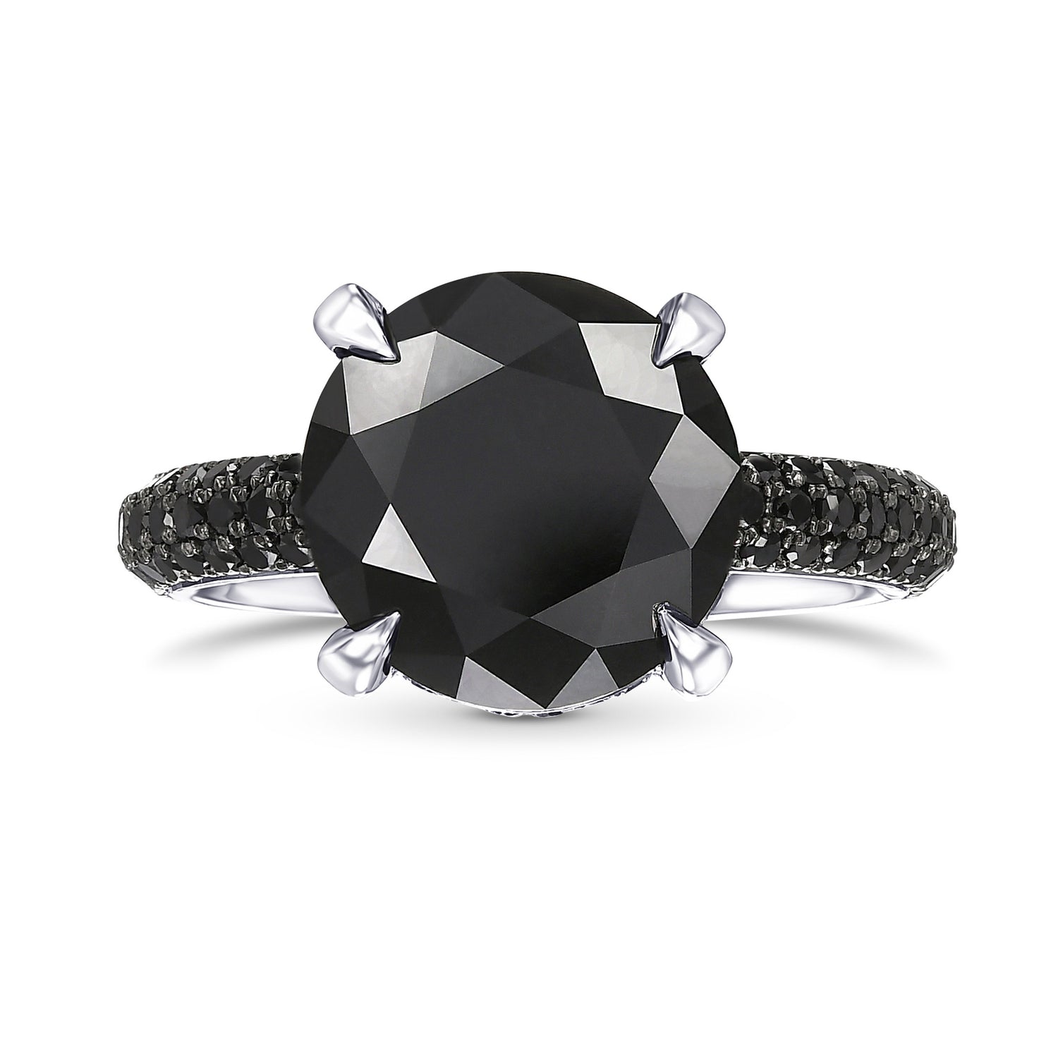 Fancy Black Round Diamond Wedding Set Rings