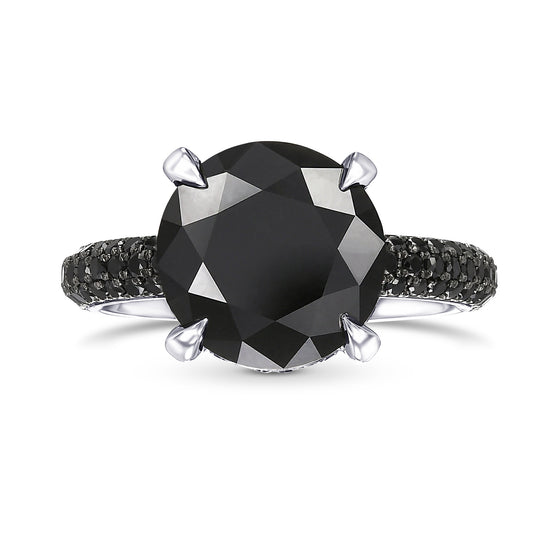 Fancy Black Round Diamond Wedding Set Rings