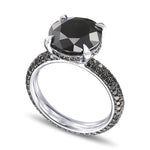 Fancy Black Round Diamond Wedding Set Rings