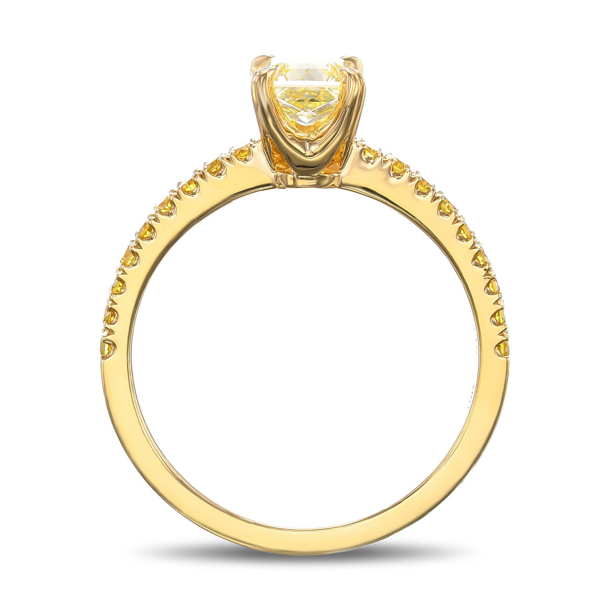 Fancy Yellow Radiant Side Stone Diamond Ring