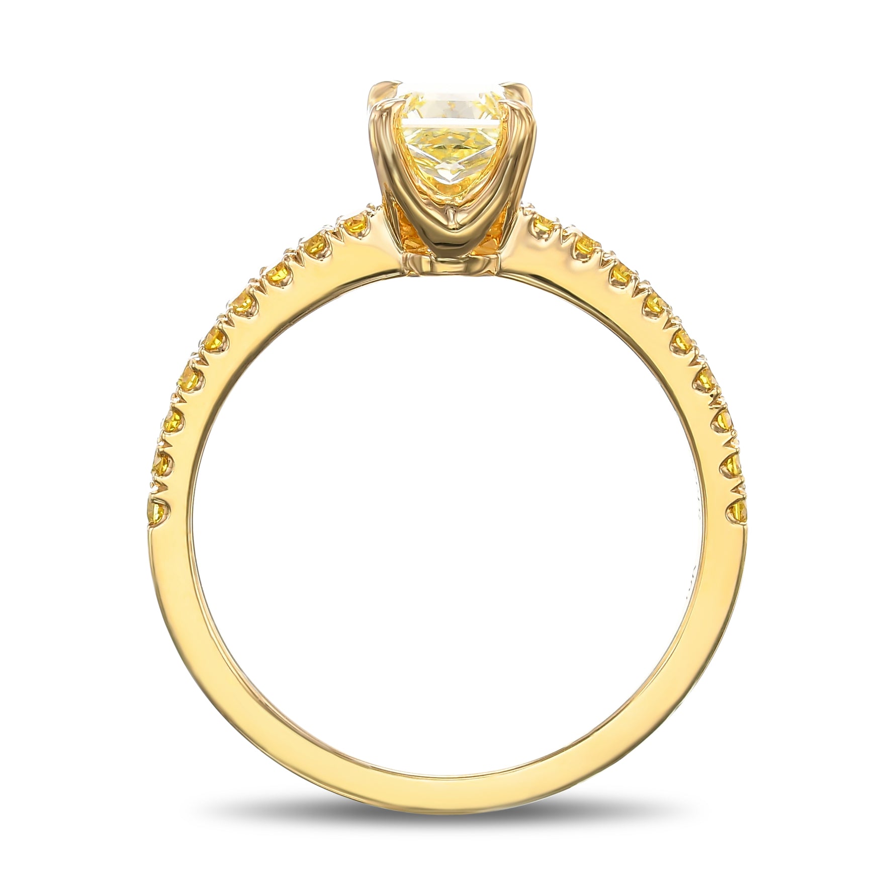 Fancy Yellow Radiant Side Stone Diamond Ring