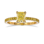 Fancy Yellow Radiant Side Stone Diamond Ring