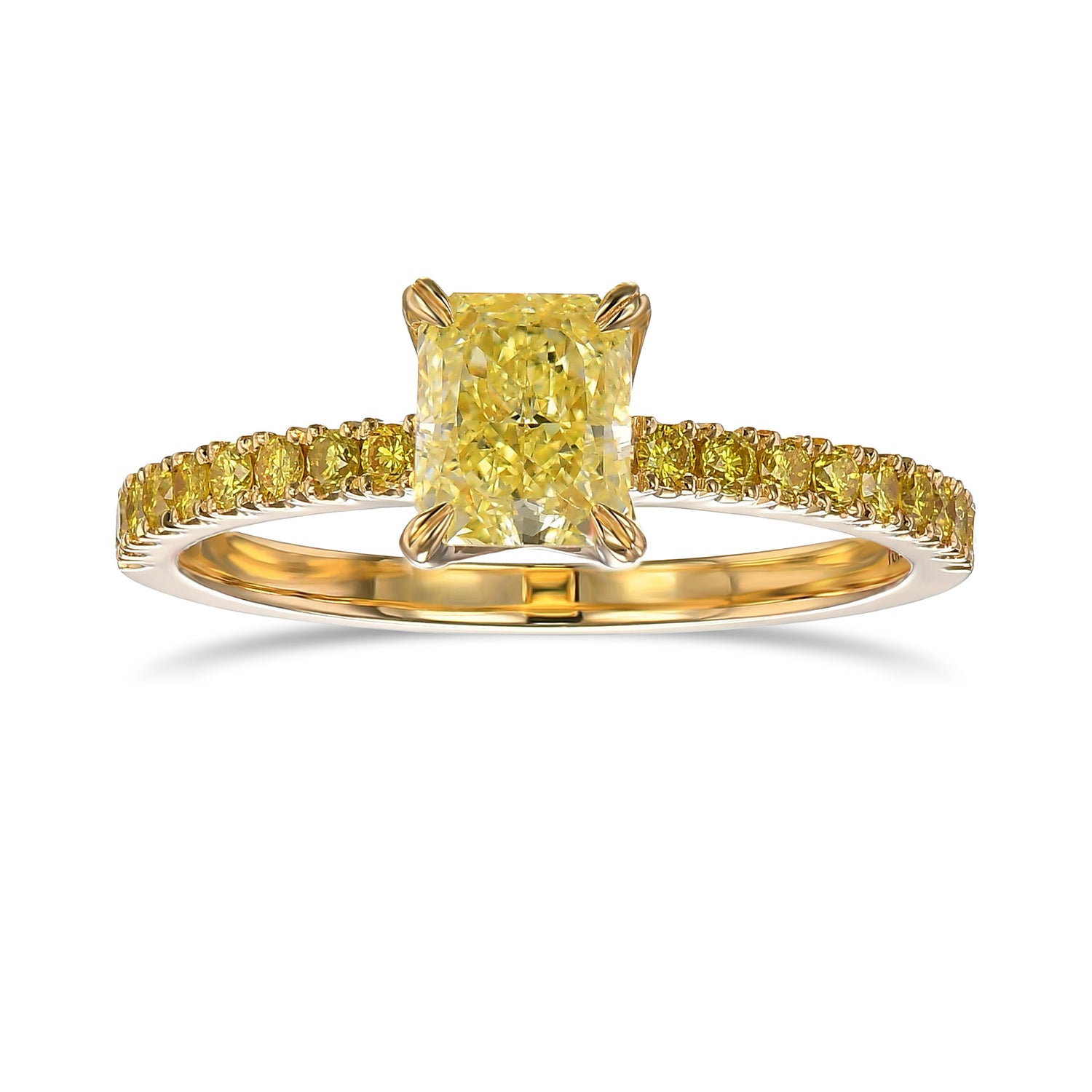 Fancy Yellow Radiant Side Stone Diamond Ring
