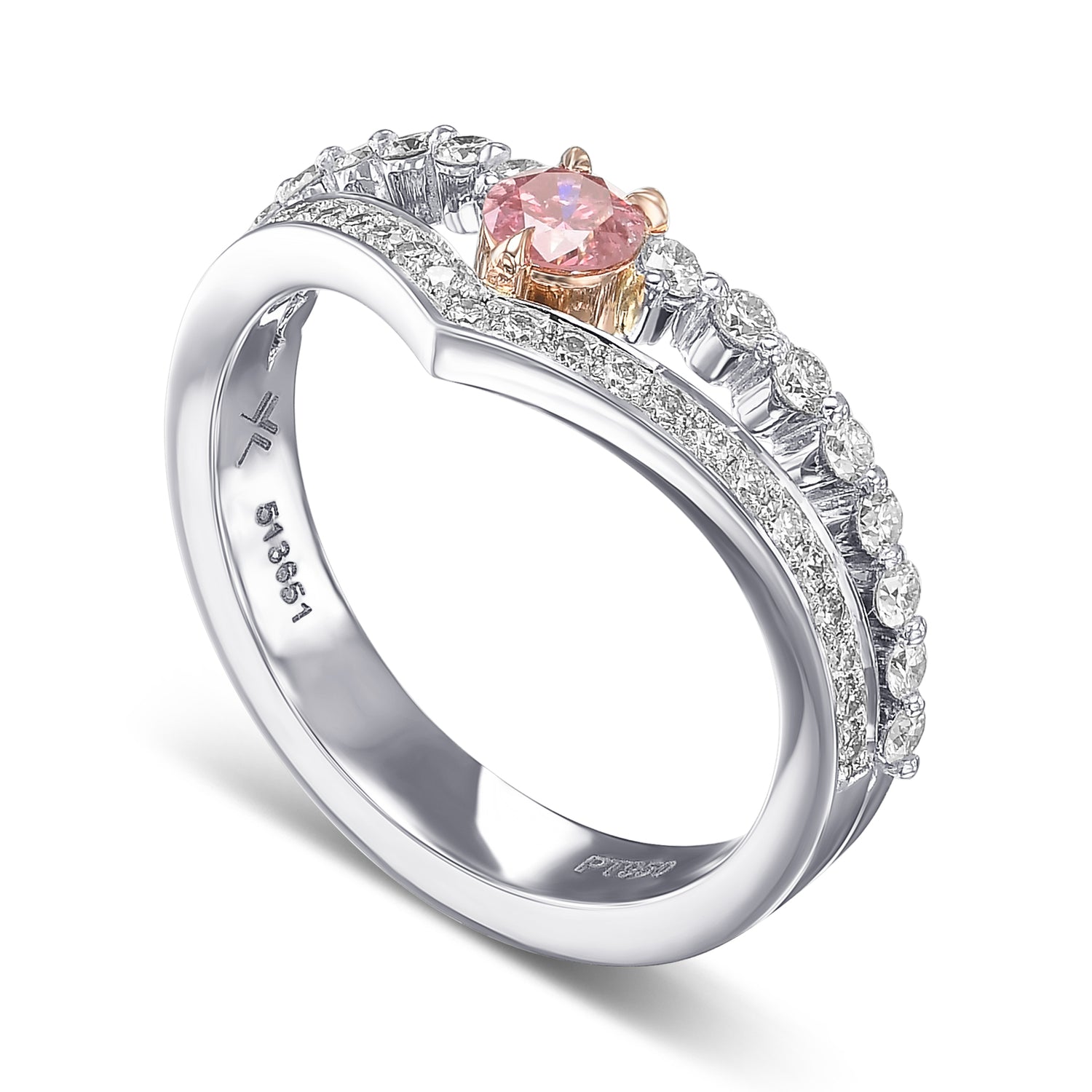 Pink Diamond Engagement & Wedding Ring Set