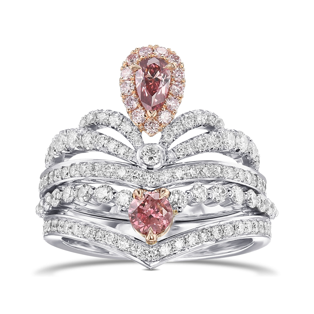 Pink Diamond Engagement & Wedding Ring Set