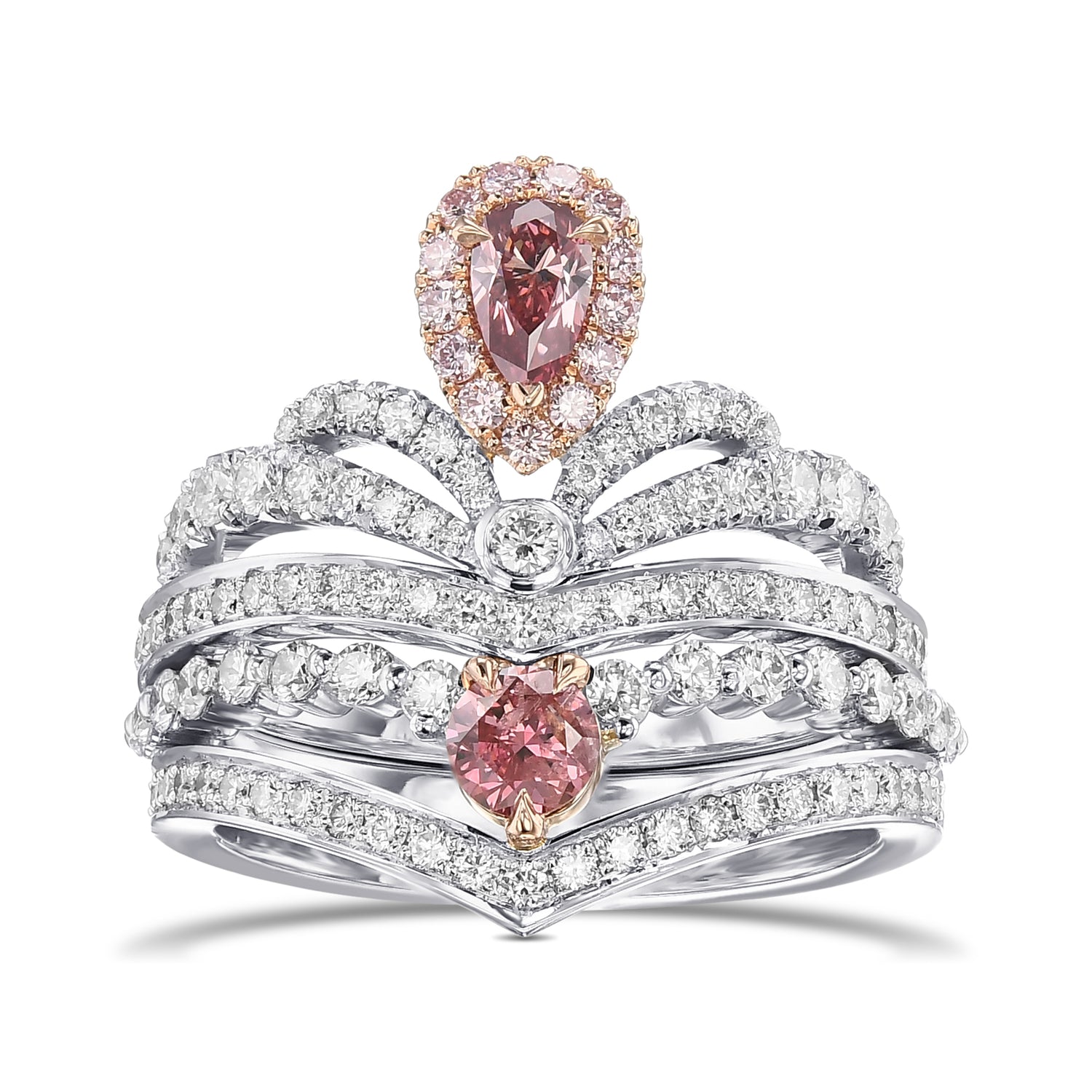 Pink Diamond Engagement & Wedding Ring Set