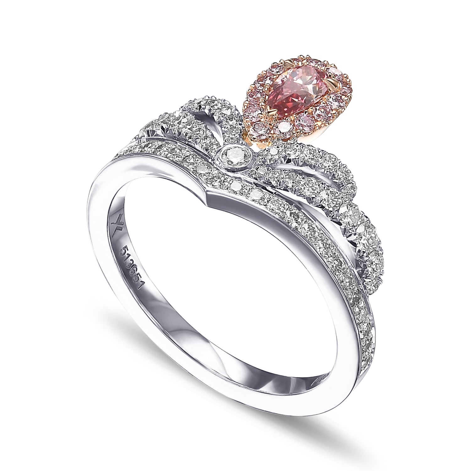 Pink Diamond Engagement & Wedding Ring Set