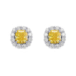 Fancy Intense Yellow Cushion Halo Diamond Earrings