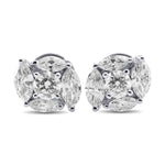 Marquise & Round Diamond Stud Earrings
