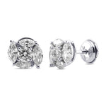 Marquise & Round Diamond Stud Earrings