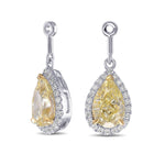 Light Yellow Pear Drop Halo Earrings