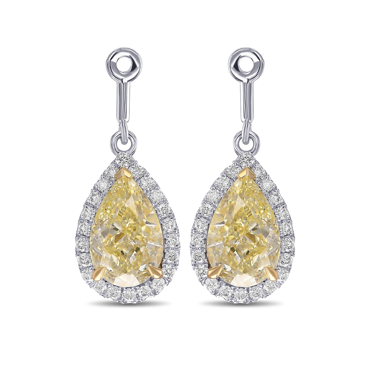 Light Yellow Pear Drop Halo Earrings