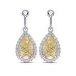 Light Yellow Pear Drop Halo Earrings